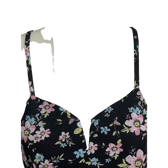 Floral Spaghetti Strap Dress With Lace Back High-Low Hem & Zip Closure - Picture 10 of 10